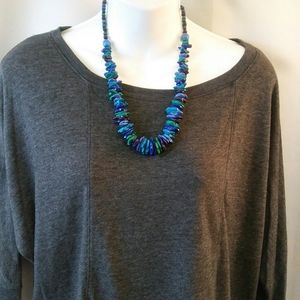 Vintage 1985 Brightly Colored Wood Necklace, 25"